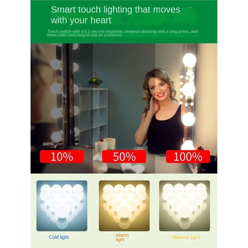 Dressing Table Vanity With Lighted Mirror - Luminária de LED recarregável por USB,