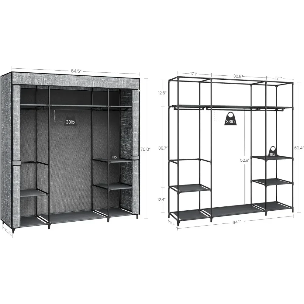 Wardrobe Closet Portable Fabric Cover - Guarda-roupa, Armário Portátil de 64,5 polegadas