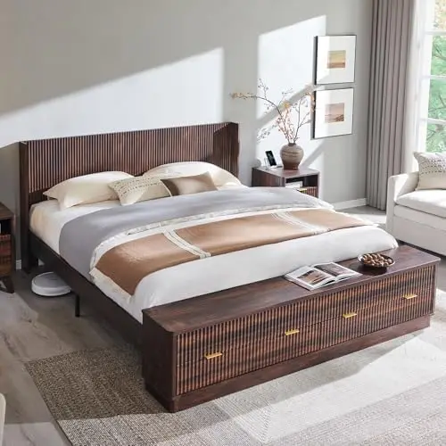 King Size Bed Frame With Storage Drawers - Estrutura de Cama King Size Canelada