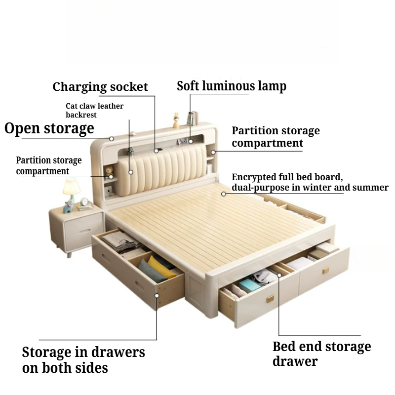 Estrutura de Cama de Solteiro  - King Size Bed Frame With Storage Drawers avaliação e preço