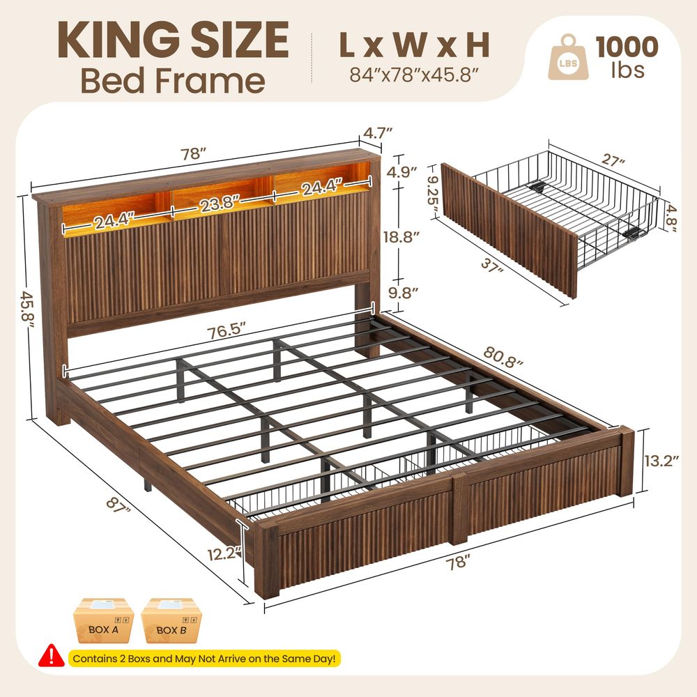 Estrutura de cama King Size e  - King Size Bed Frame With Storage Drawers avaliação e preço