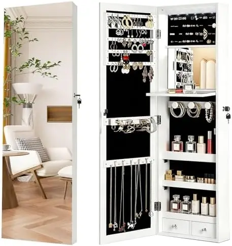 com espelho de corpo inteiro,  - Full Length Mirror Jewelry Armoire avaliação e preço