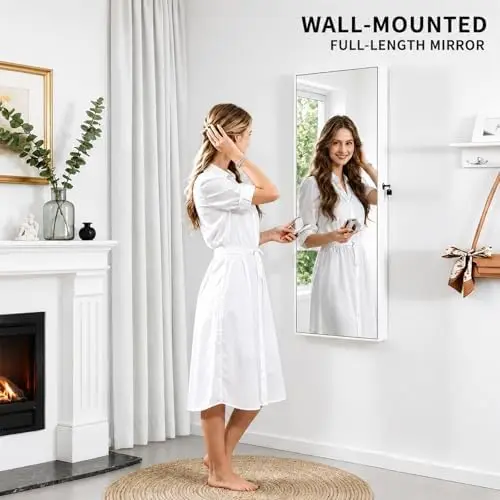 com espelho de corpo inteiro,  - Full Length Mirror Jewelry Armoire avaliação e preço