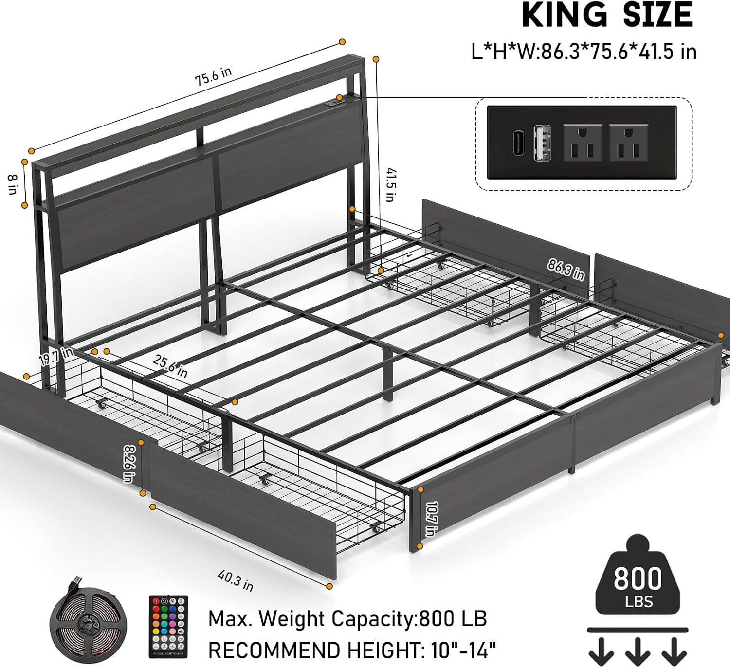 Estrutura de Cama King Size co - King Size Bed Frame With Storage Drawers avaliação e preço