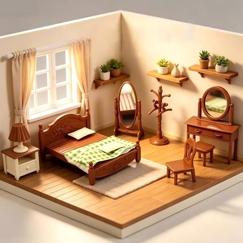 Nova casa de bonecas com mobil - Bedroom Furniture avaliação e preço