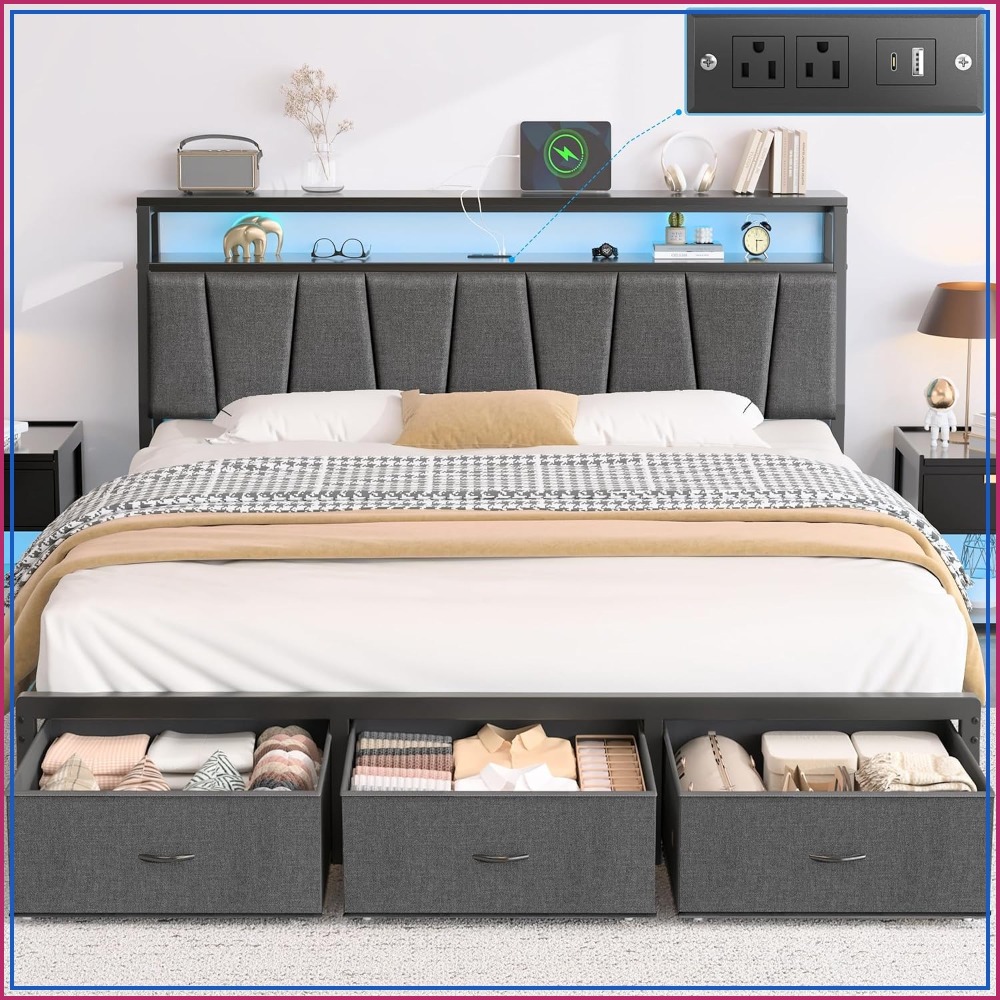 Estrutura de Cama King Size co - King Size Bed Frame With Storage Drawers avaliação e preço