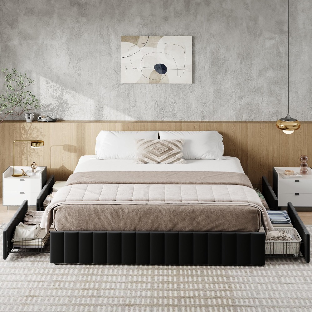 Base de Cama Plataforma King S - King Size Bed Frame With Storage Drawers avaliação e preço