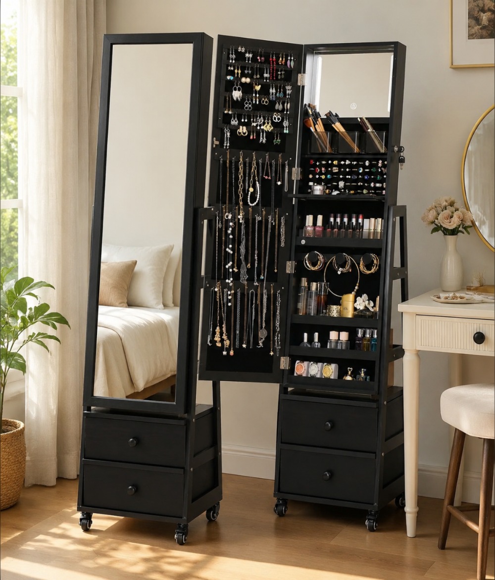 Armário de Joias com Espelho d - Full Length Mirror Jewelry Armoire avaliação e preço