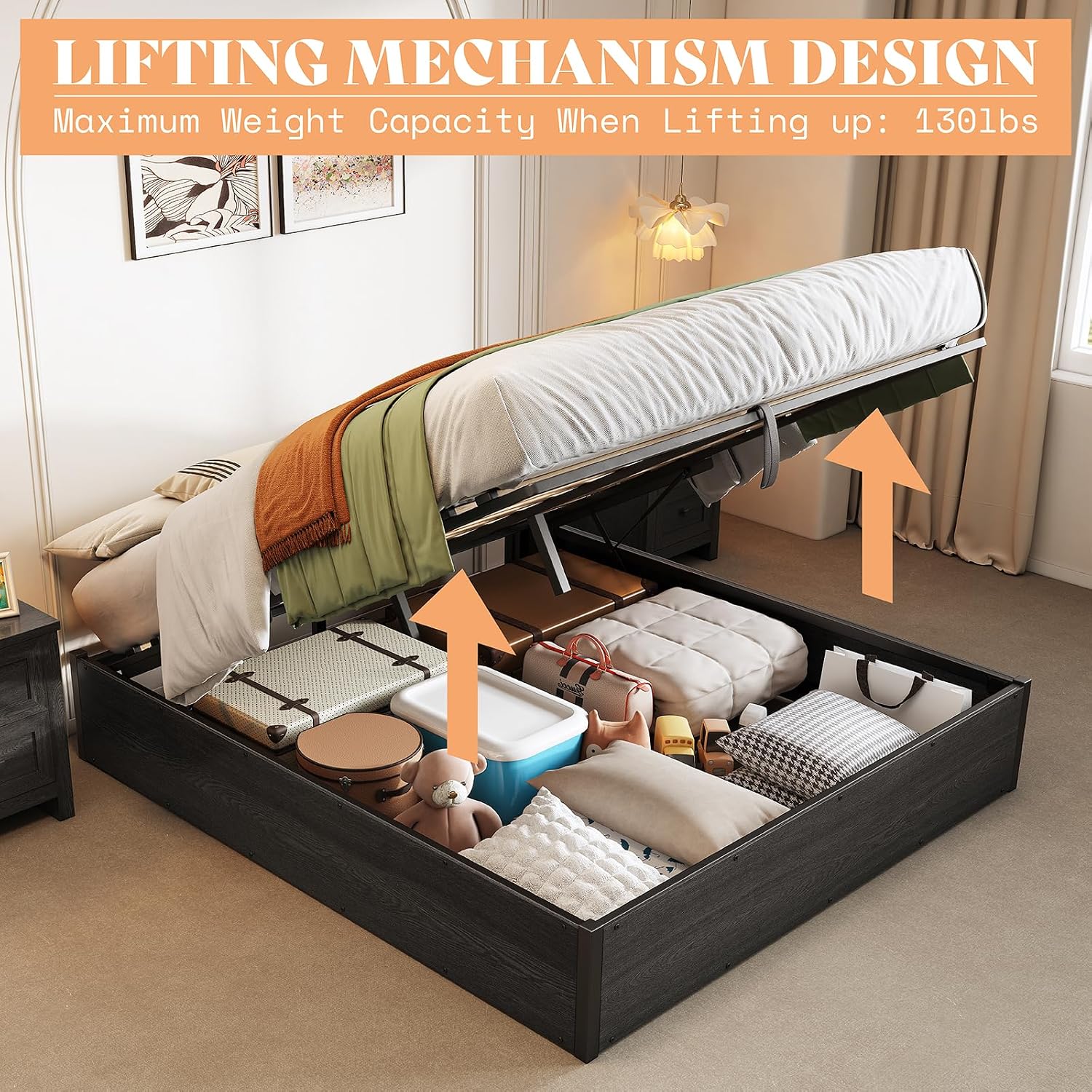 Base de Cama Elevável com Arma - Gas Lift Storage Bed Hydraulic avaliação e preço