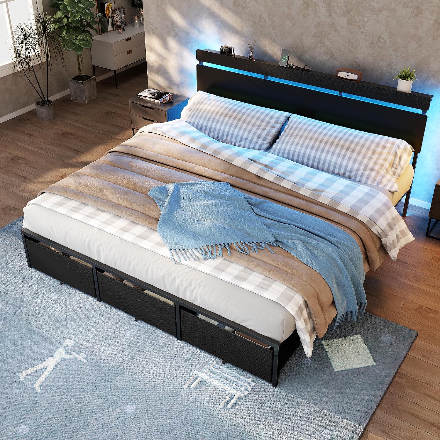 Estrutura de cama King Size da - King Size Bed Frame With Storage Drawers avaliação e preço