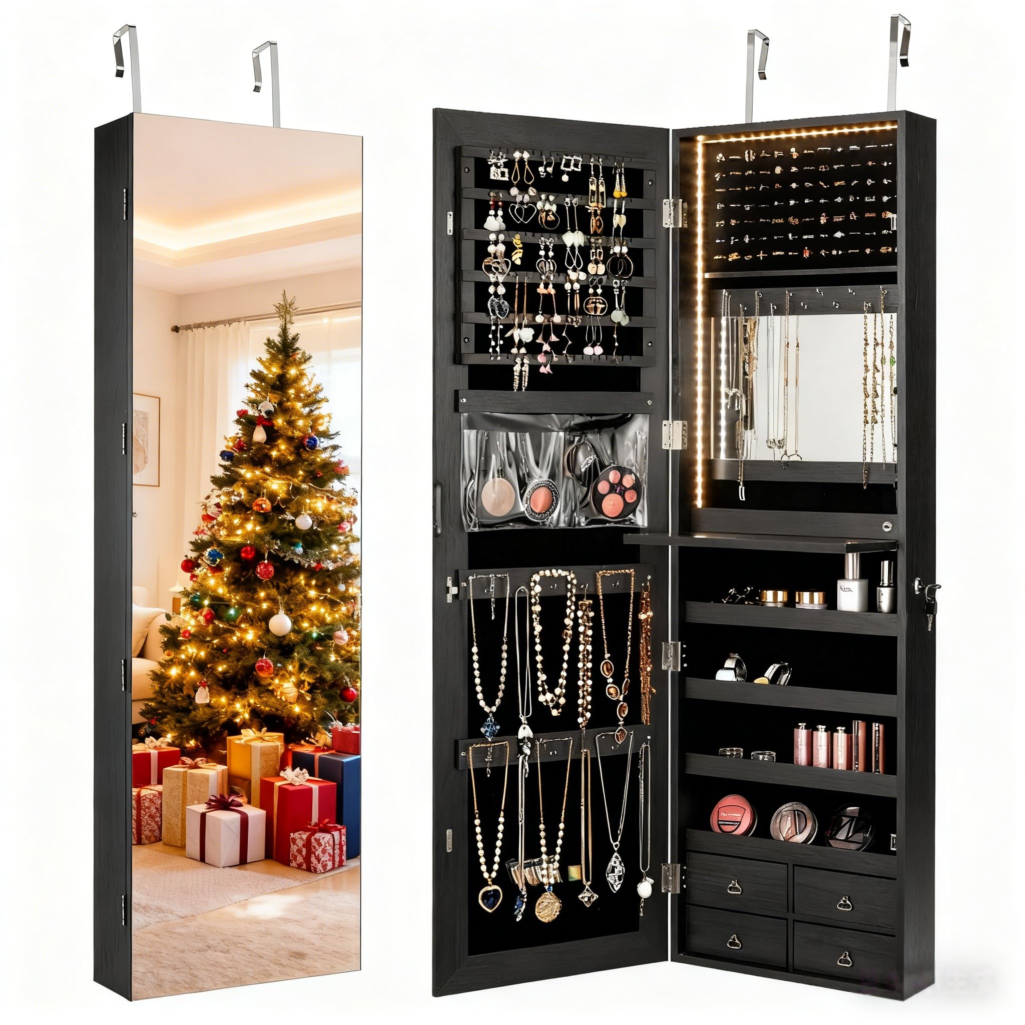 Armário de joias com iluminaçã - Full Length Mirror Jewelry Armoire avaliação e preço