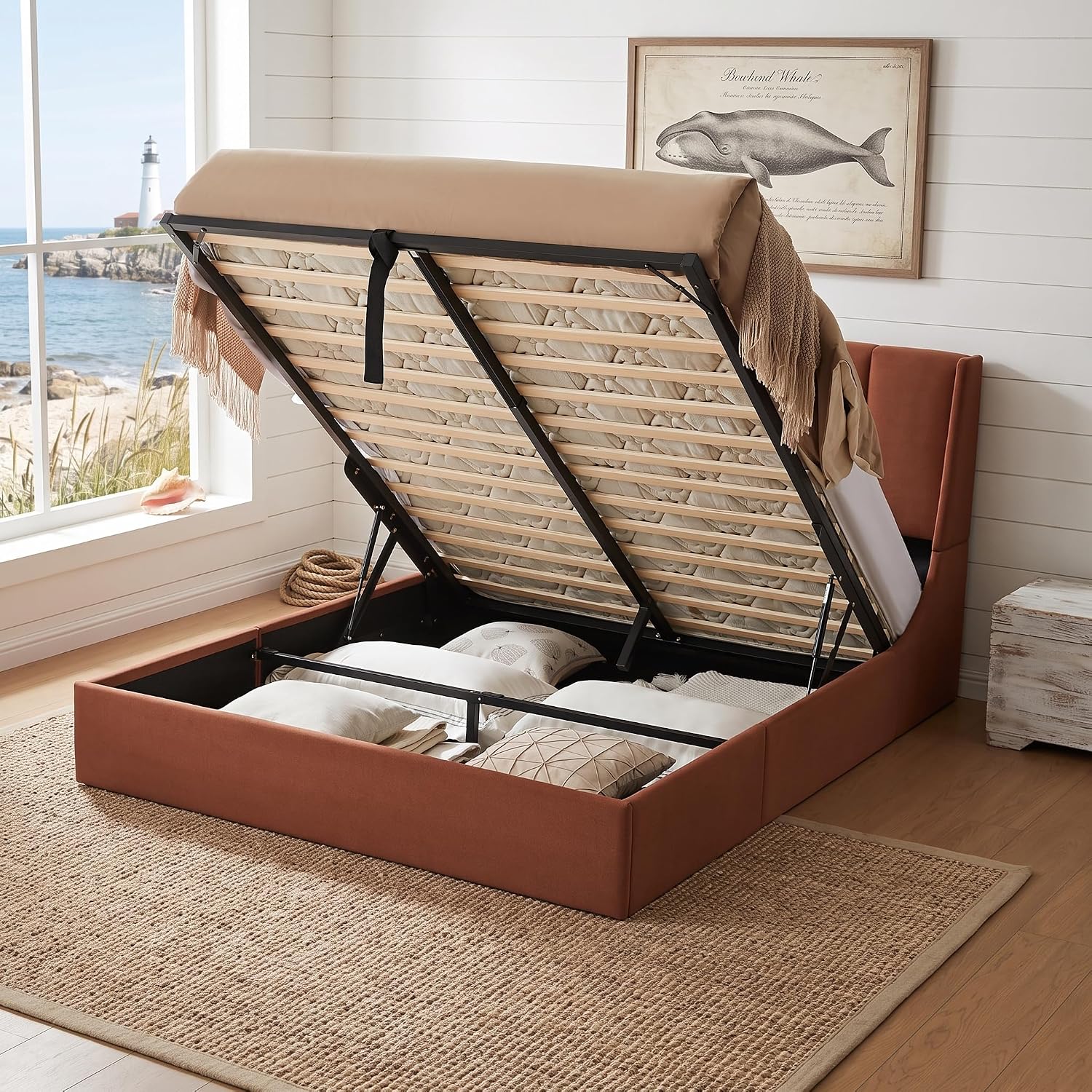 Cama Queen com Estrutura Elevá - Gas Lift Storage Bed Hydraulic avaliação e preço