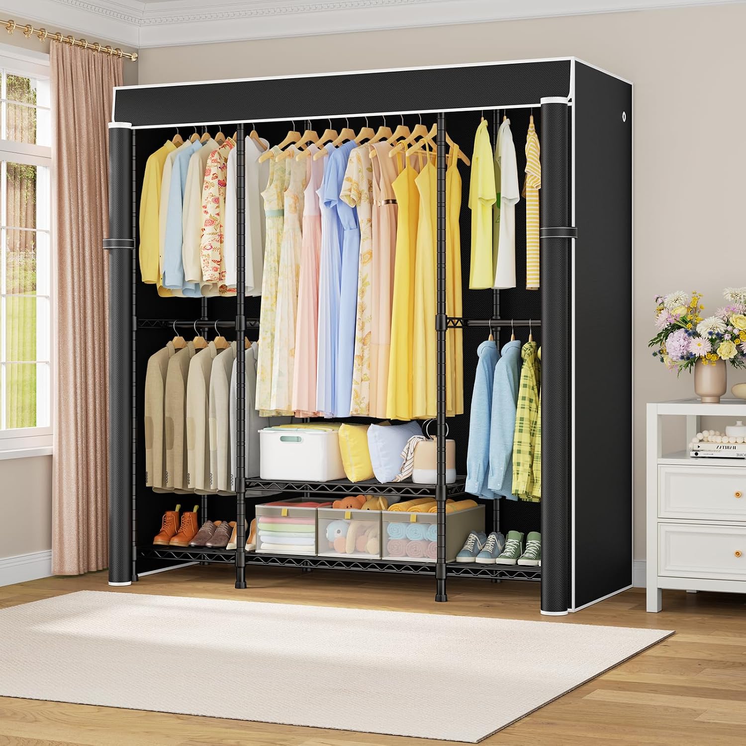Guarda-roupa portátil E3C, res - Wardrobe Closet Portable Fabric Cover avaliação e preço