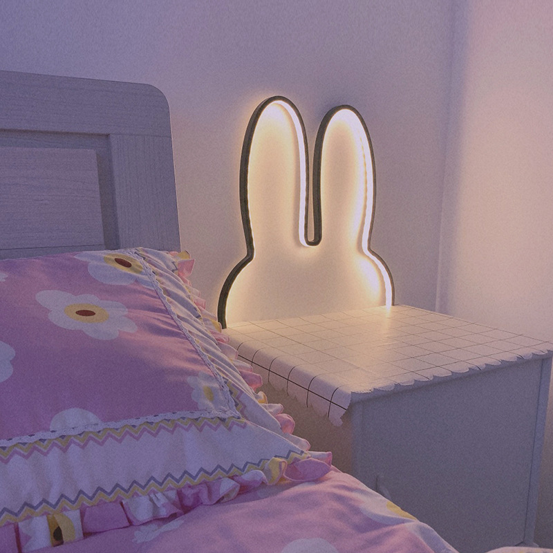 Bonito led coelho luzes de par - Floating Nightstand With Led Light avaliação e preço