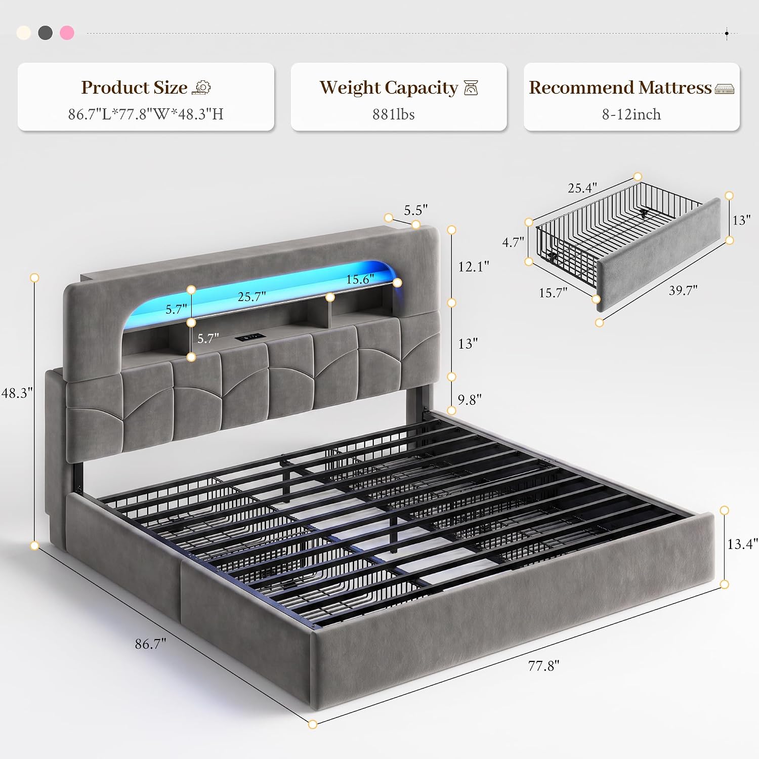 Estrutura de cama tamanho king - King Size Bed Frame With Storage Drawers avaliação e preço
