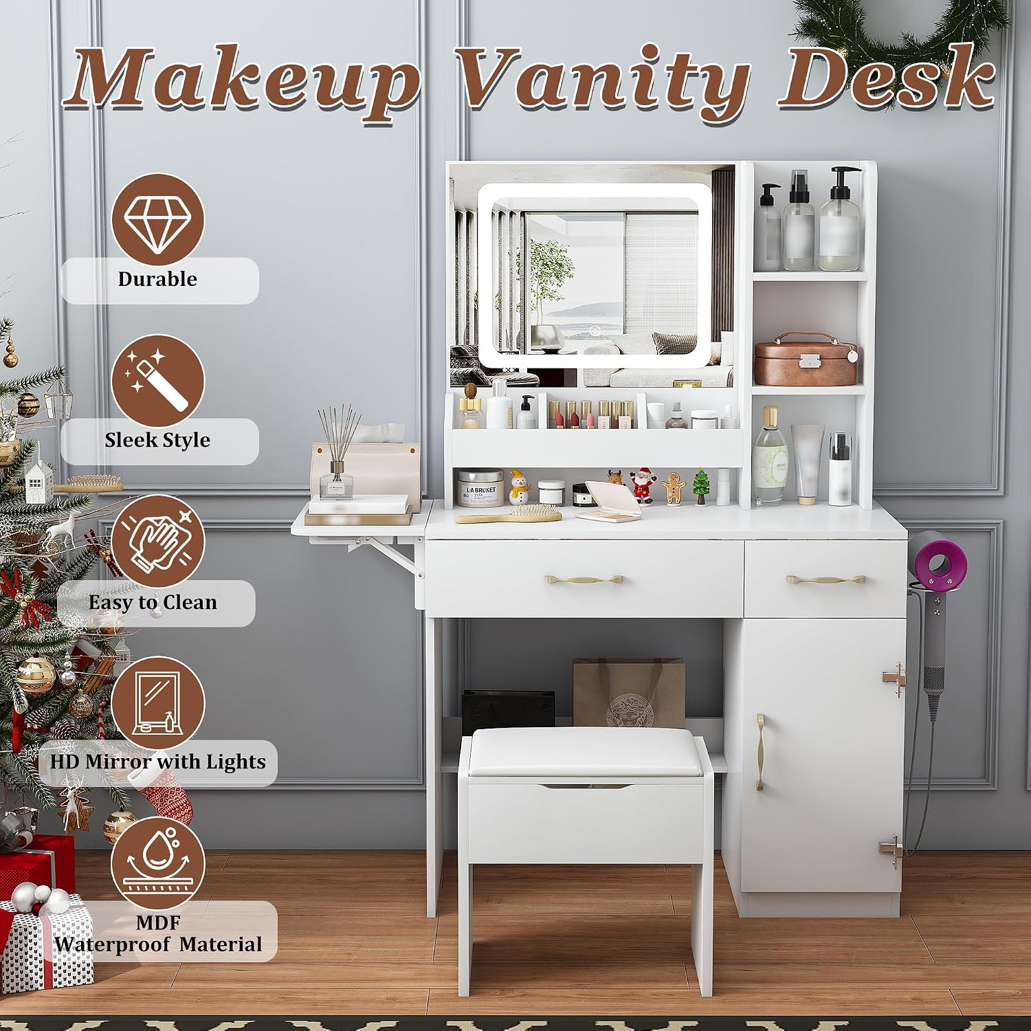Mesa de Maquiagem com Espelho  - Dressing Table Vanity With Lighted Mirror avaliação e preço