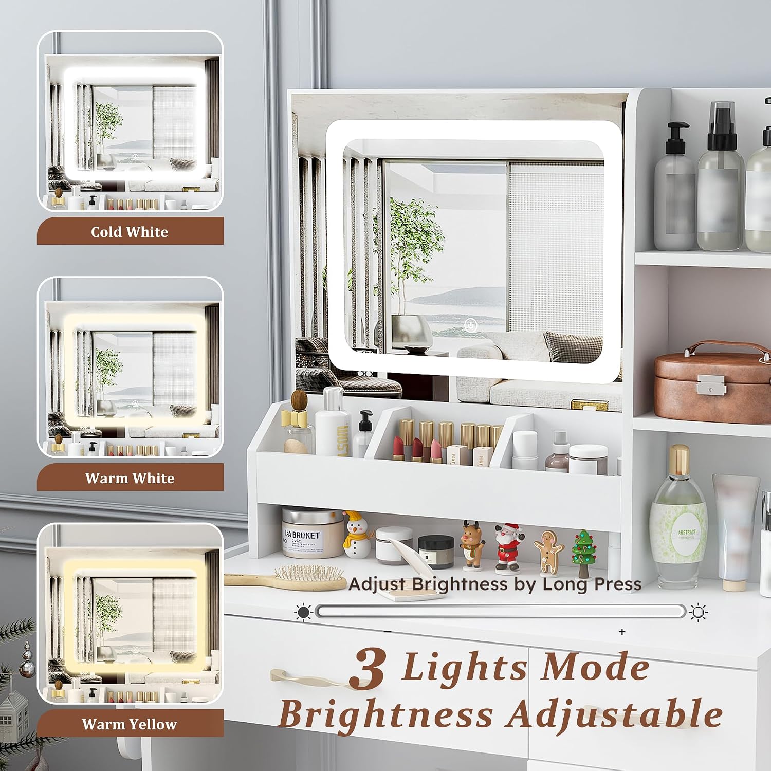 Mesa de Maquiagem com Espelho  - Dressing Table Vanity With Lighted Mirror avaliação e preço
