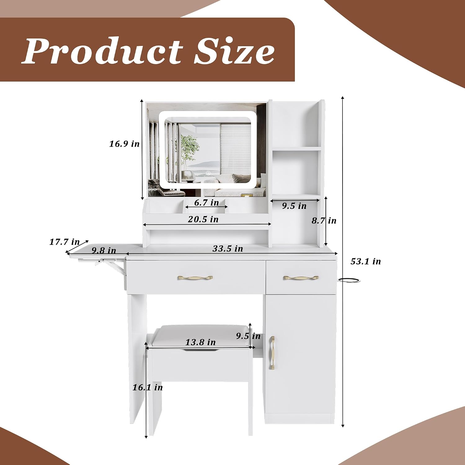 Mesa de Maquiagem com Espelho  - Dressing Table Vanity With Lighted Mirror avaliação e preço